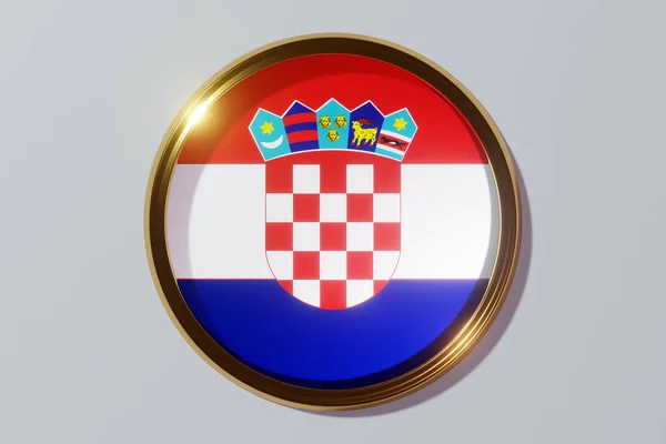Εθνική Σημαία Της Κροατίας Μορφή Στρογγυλού Παραθύρου Σημαία Σχήμα Κύκλου — Φωτογραφία Αρχείου