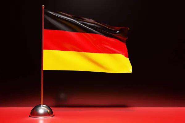 Иллюстрация Государственного Флага Германии Развевающемся Металлическом Флагштоке — стоковое фото