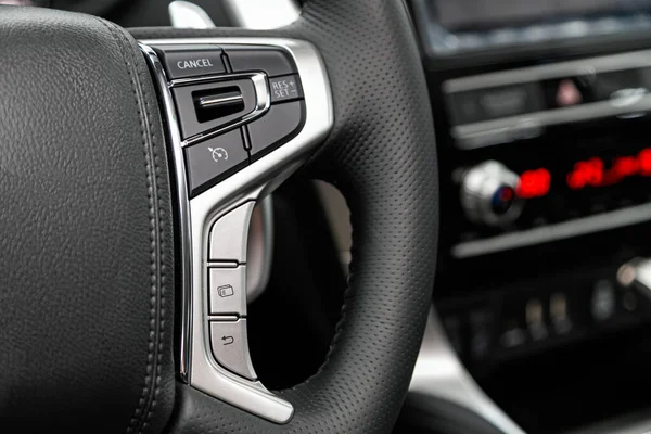 Interior Veículo Carro Moderno Com Controle Voz Butto — Fotografia de Stock