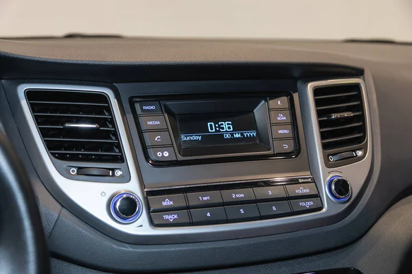 Nowosybirsk Rosja Października 2021 Hyundai Tucson Audio Stereo System Centrala — Zdjęcie stockowe