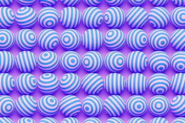 Pembe ve mor dairelerin 3d çizimi. Monokrom arka planda daireler, desenler. Geometri arkaplanı