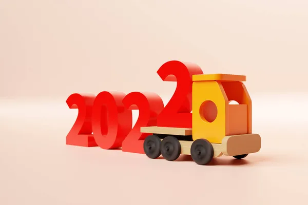 Lettere Rosse 2021 Sul Camion Dei Bambini Giocattolo Festeggiare Nuovo — Foto Stock