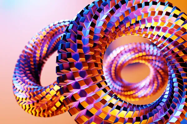 Rendu Abstrait Métal Violet Fractales Rondes Portails Spirale Ronde Sur — Photo