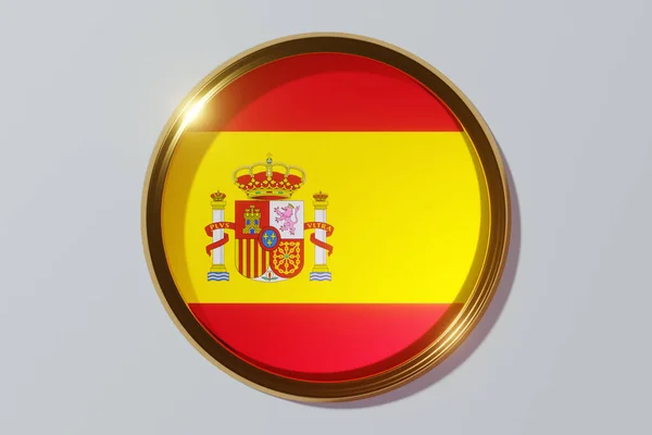 Εθνική Σημαία Της Ισπανίας Μορφή Στρογγυλού Παραθύρου Σημαία Σχήμα Κύκλου — Φωτογραφία Αρχείου