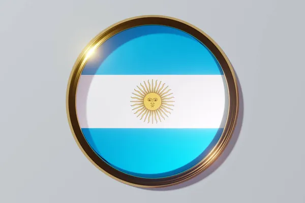 Yuvarlak Bir Pencere Şeklinde Arjantin Bayrağı Çember Şeklinde Bir Bayrak — Stok fotoğraf
