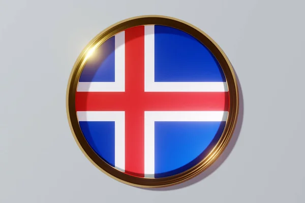 Εθνική Σημαία Της Ισλανδίας Μορφή Στρογγυλού Παραθύρου Σημαία Σχήμα Κύκλου — Φωτογραφία Αρχείου