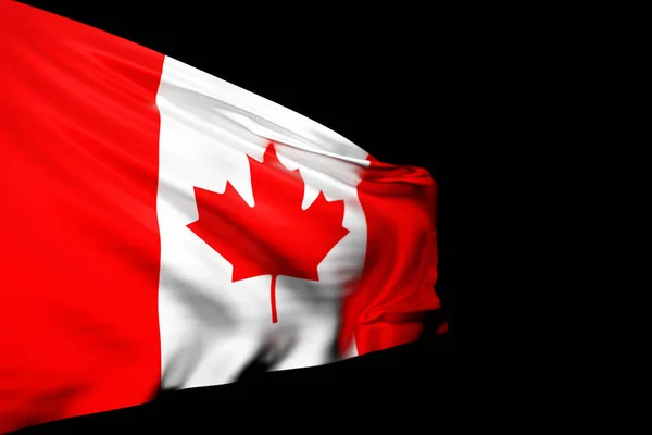 캐나다 국기검은 색외진 배경에 펄럭거리는 나라의 상징물 — 스톡 사진