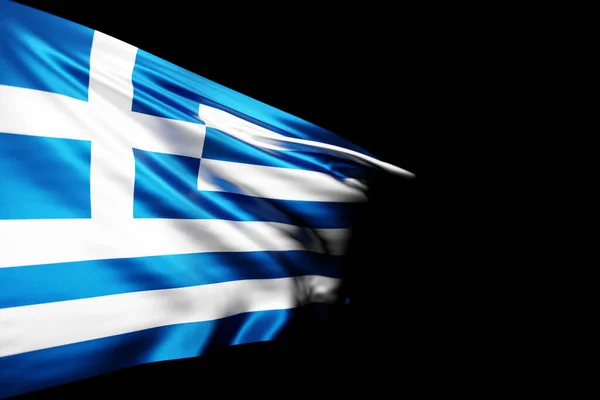 Ilustración Bandera Nacional Grecia Sobre Asta Bandera Metálica Ondeando Sobre — Foto de Stock