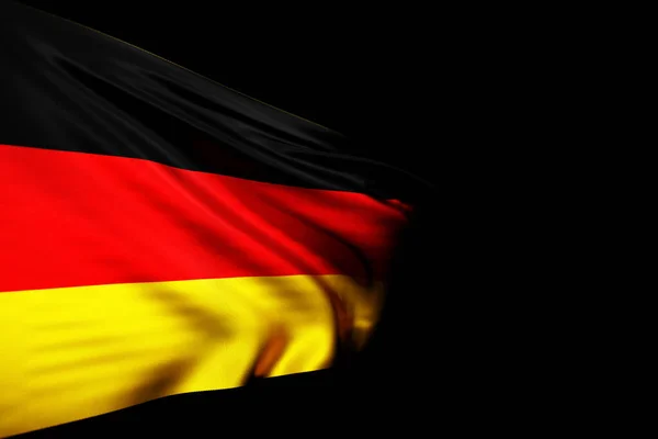 Иллюстрация Национального Флага Германии Металлическом Флагштоке Развевающемся Черном Изолированном Фоне — стоковое фото