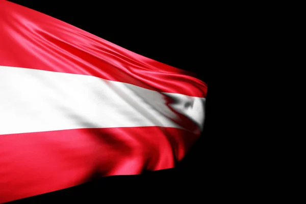 Illustration Der Österreichischen Nationalflagge Auf Einem Fahnenmast Aus Metall Der — Stockfoto