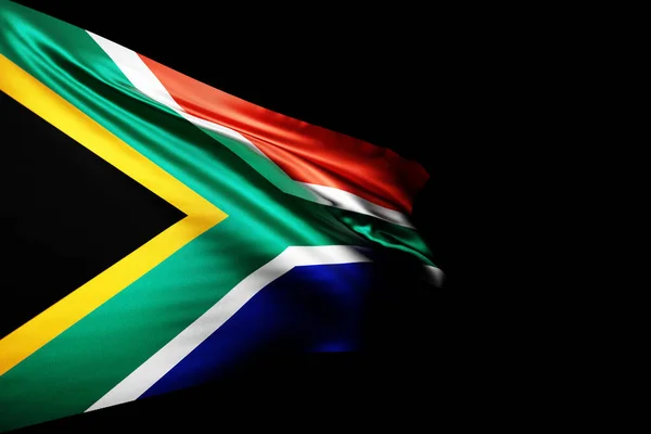 Illustration Den Nationella Flaggan Sydafrika Metall Flaggstång Fladdrar Mot Den — Stockfoto