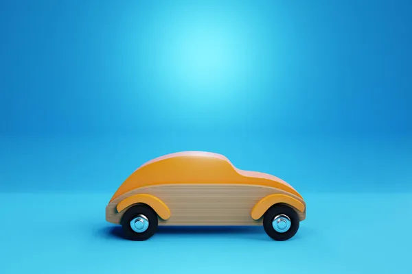 Illusztráció Egy Gyermek Játék Piros Autó Kék Elszigetelt Háttér Környezetbarát — Stock Fotó