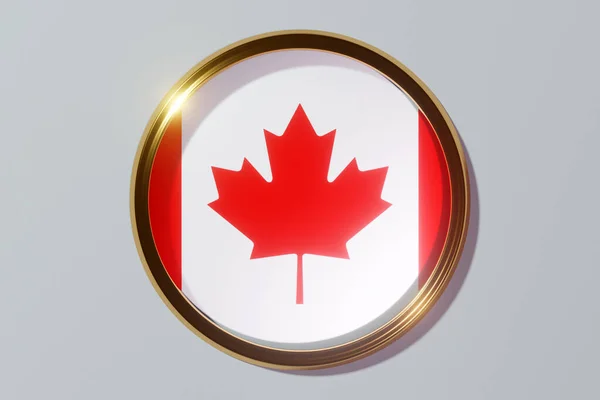 Національний Прапор Канади Вигляді Круглого Вікна Прапор Формі Кола Ікона — стокове фото