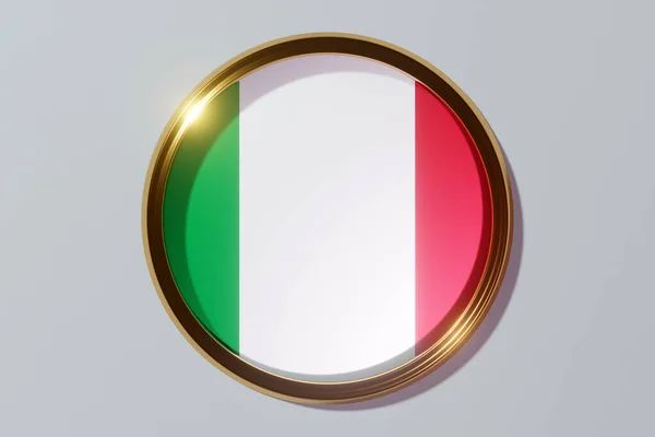 意大利国旗的圆形窗户形式的意大利国旗 旗子呈圆形 国家图标 — 图库照片