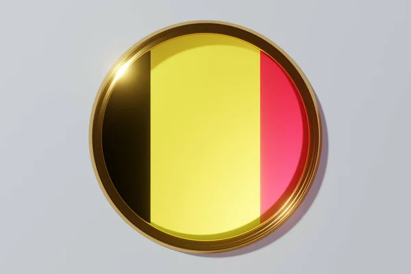 Belgiens Nationella Flagga Form Ett Runt Fönster Flagga Form Cirkel — Stockfoto