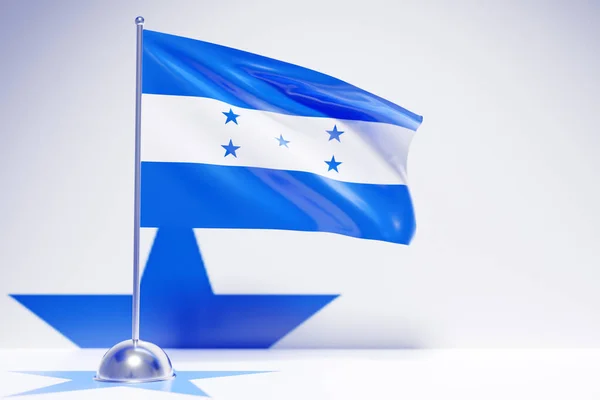 Ilustración Bandera Nacional Honduras Sobre Asta Bandera Metálica Ondeando — Foto de Stock