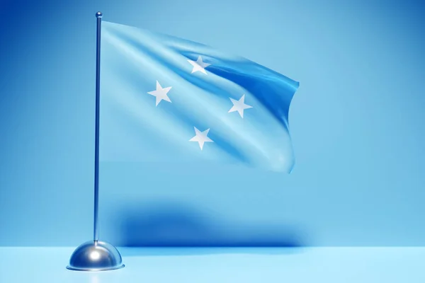 Ilustración Bandera Nacional Los Estados Federales Micronesia Sobre Asta Bandera —  Fotos de Stock