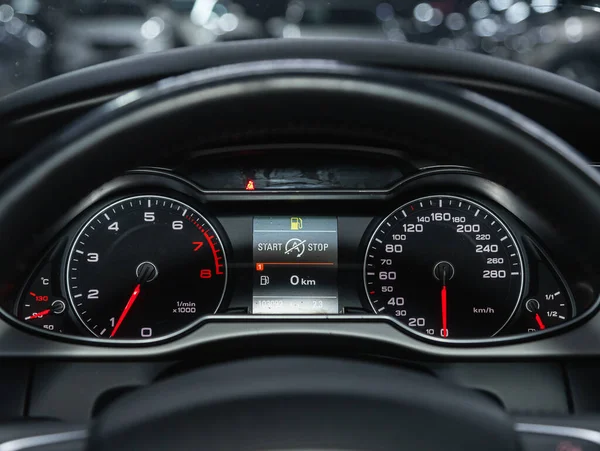 Novoszibirszk Oroszország November 2021 Audi Car Dashboard Modern Automobile Control — Stock Fotó