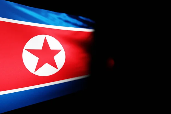 Illustratie Van Nationale Vlag Van Noord Korea Een Metalen Vlaggenmast — Stockfoto