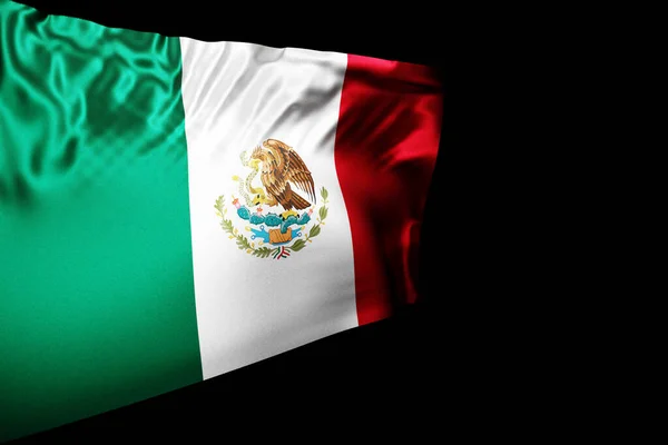 Ilustración Bandera Nacional México Sobre Asta Bandera Metálica Ondeando Sobre —  Fotos de Stock