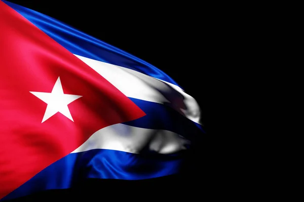 Illustration National Flag Cuba Metal Flagpole Fluttering Black Isolated Background — Stock Photo, Image