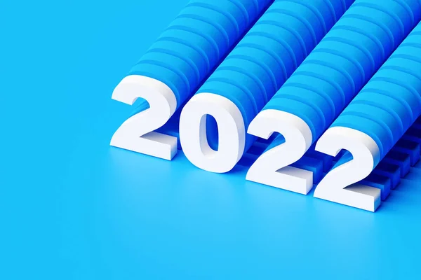 青い背景に3Dイラストの碑文2022 年の変更可能性 新年のシンボルのイラスト — ストック写真