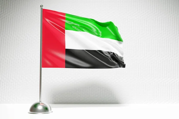 Иллюстрация Государственного Флага Объединенных Арабских Эмиратов Металлическом Флагштоке Развевающемся — стоковое фото