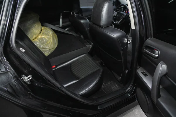 Novosibirsk Rusia Octombrie 2021 Mazda Interiorul Mașinii Curate Scaune Negre — Fotografie, imagine de stoc