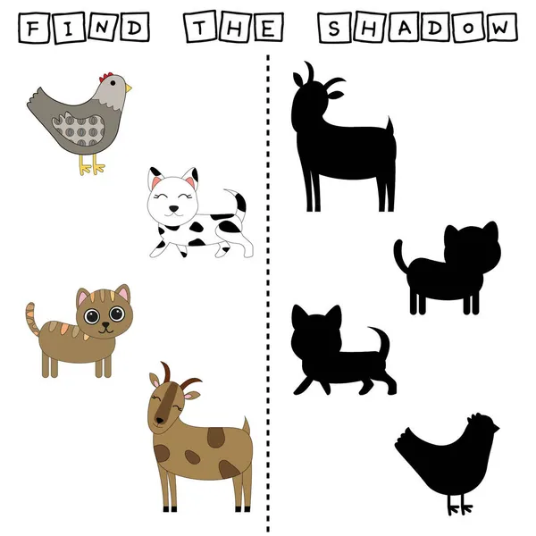 Finden Sie Ein Paar Oder Schattenspiel Mit Lustigen Huhn Hund — Stockfoto