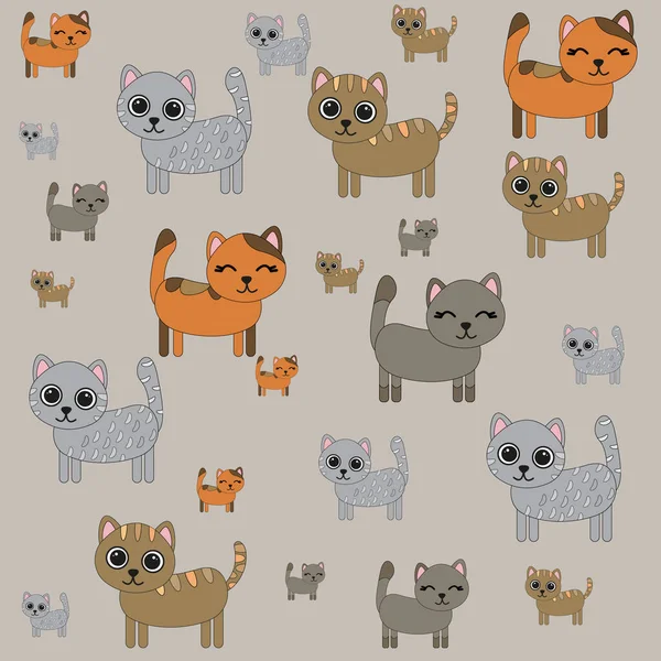 Cats Pattern Gray Background Cute Animals — Stock Photo, Image