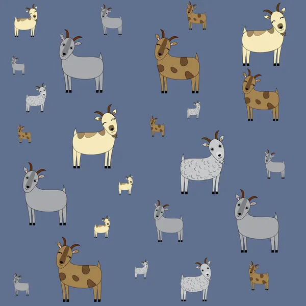 蓝色背景上的山羊图案 可爱的动物 — 图库照片