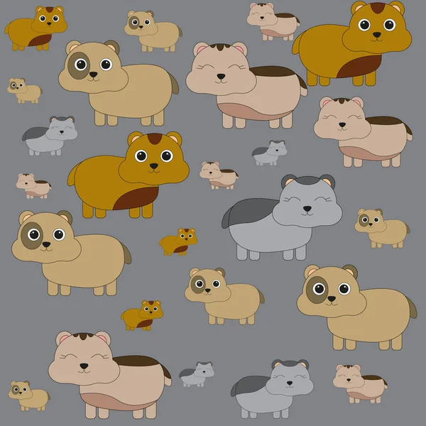 Hamsters Pattern Gray Background Cute Animals — Stock Photo, Image