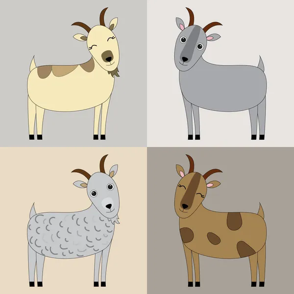 Set Vectores Cabras Lindas Marrones Sobre Fondo Beige Gris Aislado — Foto de Stock