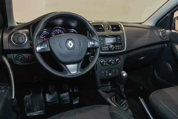 Novosibirsk Russia September 2021 Renault Sandero Cockpit Interior Cabin Details — Stock Photo, Image