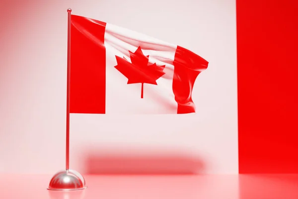 Illustration Den Nationella Flaggan Kanada Metall Flaggstång Fladdrande Country Symbol — Stockfoto