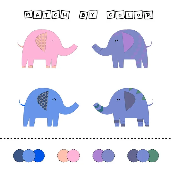 Σχέδιο Διάνυσμα Φύλλο Εργασίας Πρόκληση Συνδέσετε Τον Ελέφαντα Χρώμα Του — Φωτογραφία Αρχείου