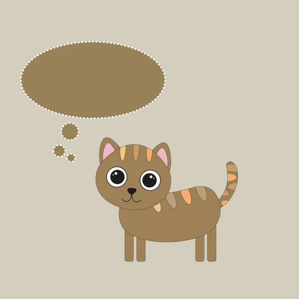 可爱的漫画猫与消息米黄色孤立的背景 贺卡插画 — 图库照片