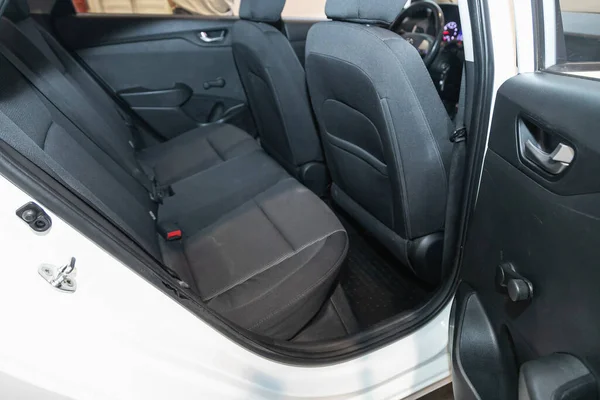 Novosibirsk Russia October 2021 Hyundai Solaris Rear Seat Passengers Black — 图库照片