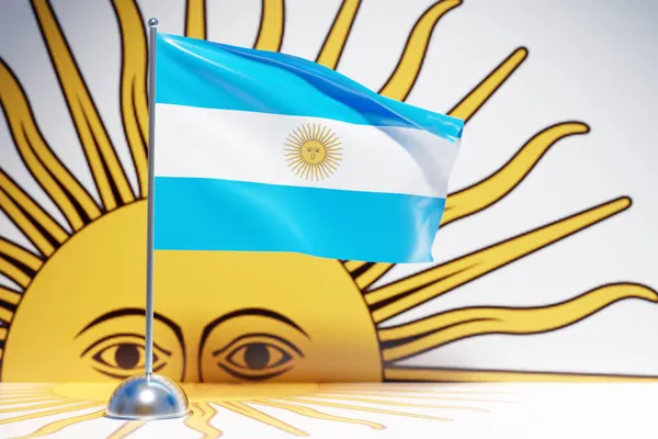Illusztráció Nemzeti Zászló Argentína Egy Fém Zászlórúd Csapkodó Country Szimbólum — Stock Fotó