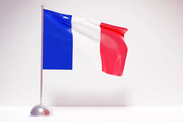 Illustrazione Della Bandiera Nazionale Della Francia Pennone Metallo Che Sventola — Foto Stock