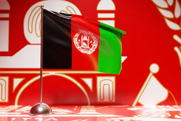 Ilustración Bandera Nacional Afganistán Asta Bandera Metal Ondeando —  Fotos de Stock
