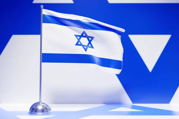 Illustration Der Israelischen Nationalflagge Auf Einer Metallfahne Die Flattert — Stockfoto