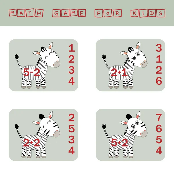 Contando Jogo Com Zebras Engraçadas Planilha Pré Escolar Folha Atividades — Fotografia de Stock