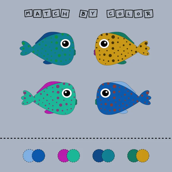 Rozwijanie Aktywności Dla Dzieci Dopasuj Ryby Według Koloru Gra Logiczna — Zdjęcie stockowe