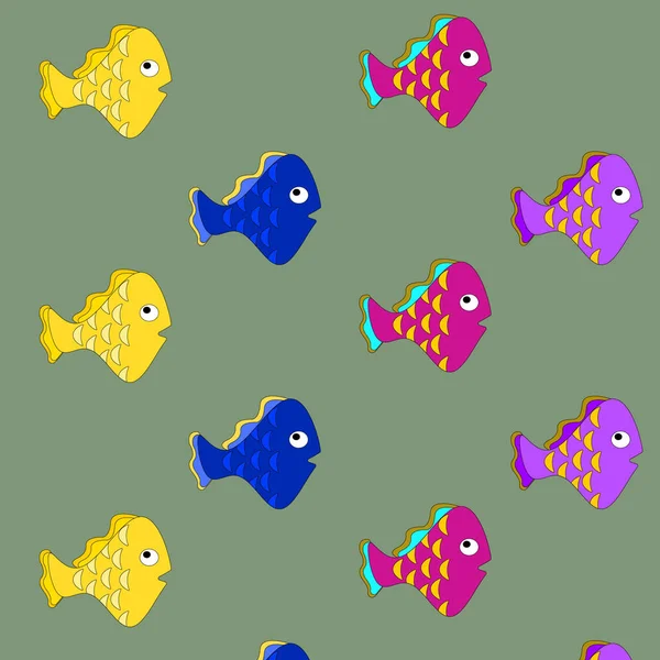 Ryby Vzor Barevném Pozadí Roztomilá Zvířata — Stock fotografie
