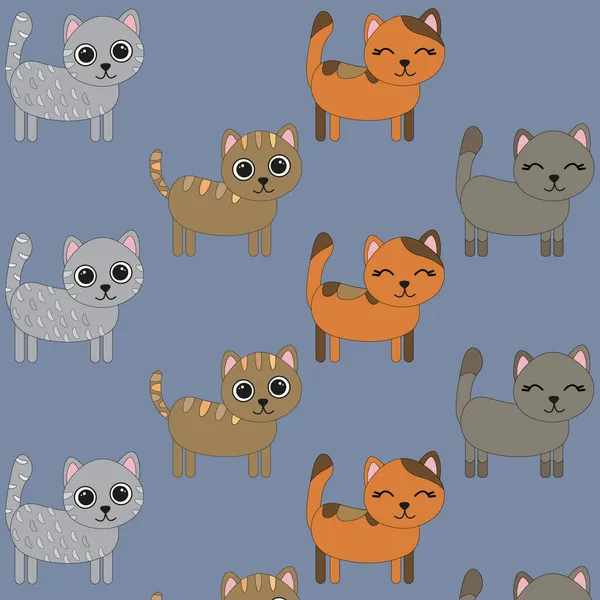 Minta Festett Színes Macskákkal Használható Tapétákhoz Textilekhez Csomagoláshoz Kártyákhoz Borítókhoz — Stock Fotó
