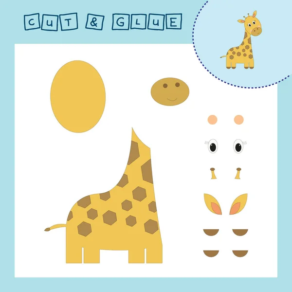 Papieren Kinderpuzzel Met Een Giraffe Baby Onderwijs Knippen Plakken Applique — Stockfoto