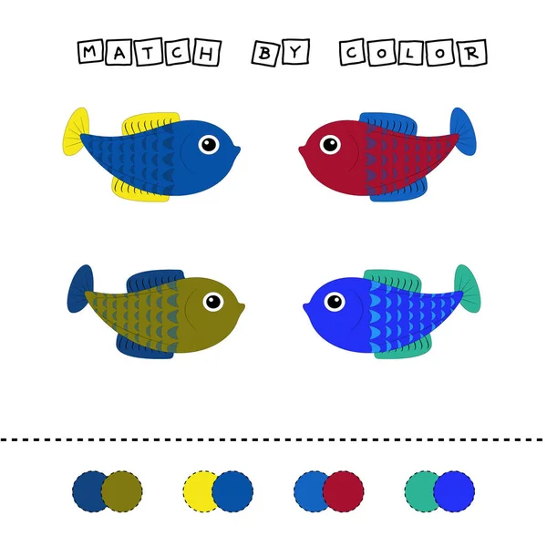 Developing Activity Children Match Fishes Color Logic Game Children — Stock Photo, Image