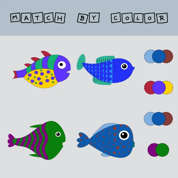 Worksheet Vector Design Challenge Connect Fishes Its Color Logic Game — Stock Photo, Image