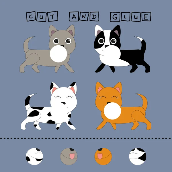Worksheet Vector Design Task Cut Glue Piece Colorful Dogs Logic — Stock Photo, Image